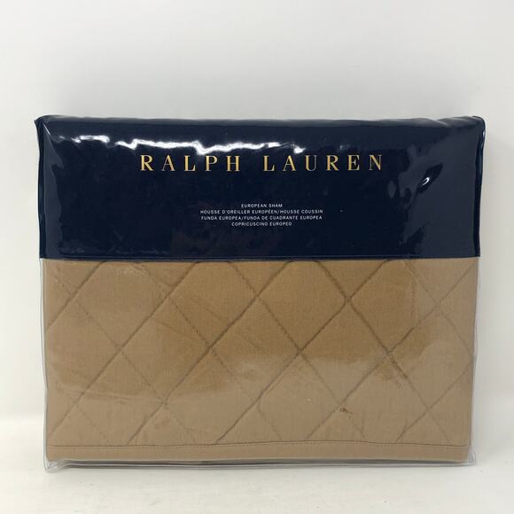 Ralph Lauren Cromwell Modern Equestrian European Sham Quilted 26x26 NEW